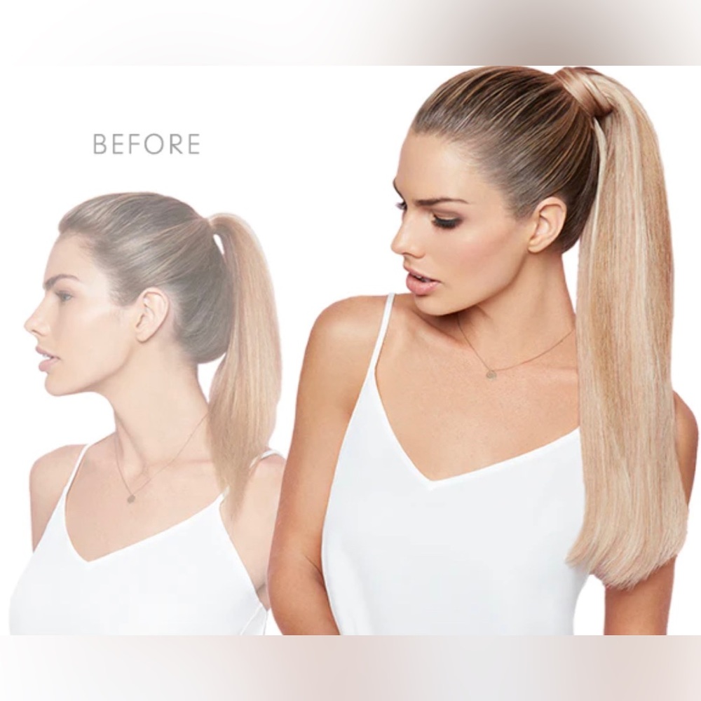 Glam Seamless Power Pony, 22inches long, platinum ash blonde #60